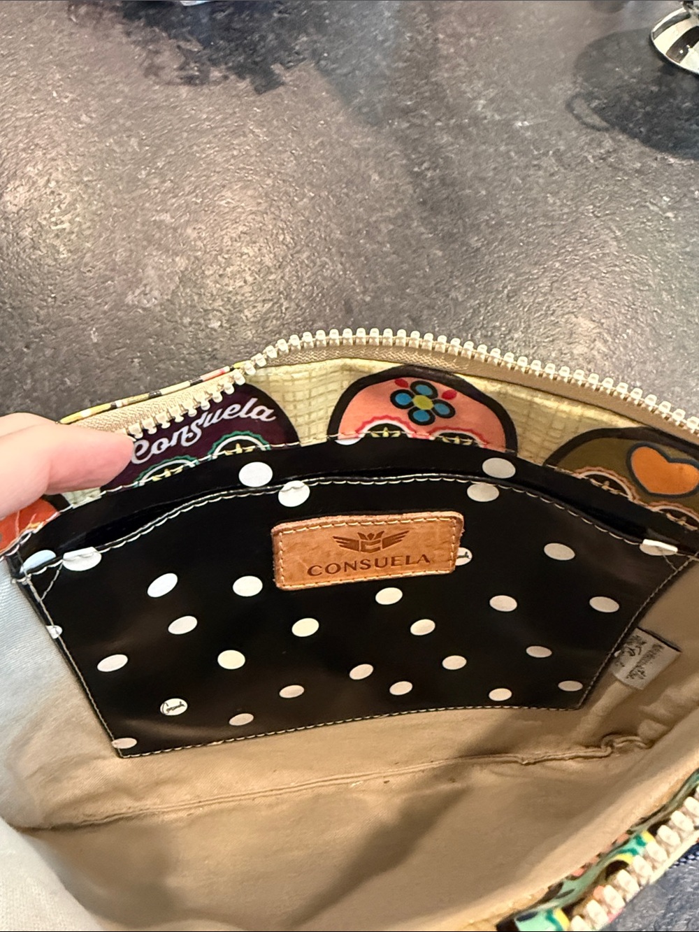Consuela Multicolor Sugar Skull Crossbody in Tan and Bright Accents - Picture 3 of 5